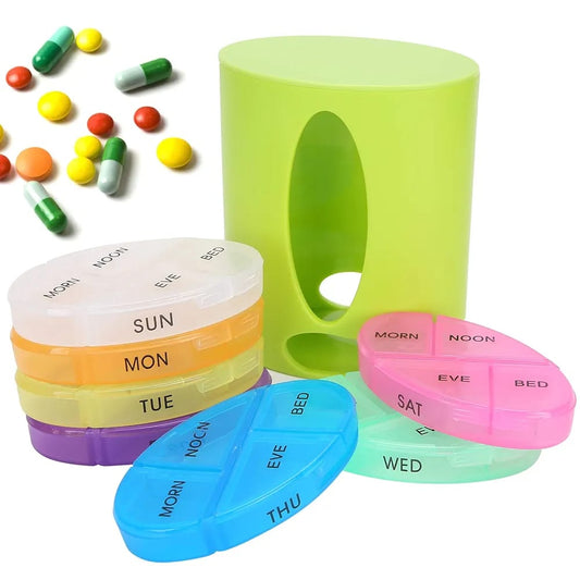 7 Days Pill Storage Box – Colorful Lightweight Travel Pill Organizer