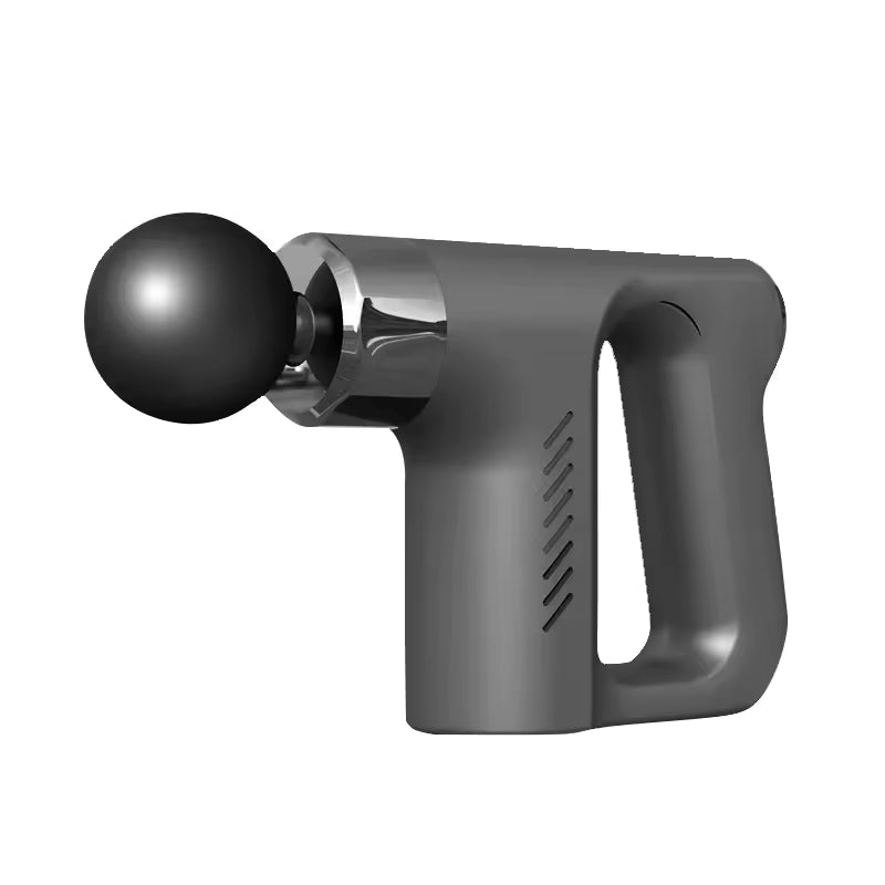 Gray electric muscle relaxation massager with ergonomic handle and round massage head