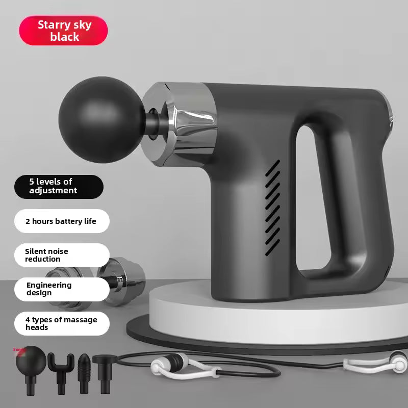Starry sky black electric muscle relaxation massager with 4 massage heads and 5 intensity levels