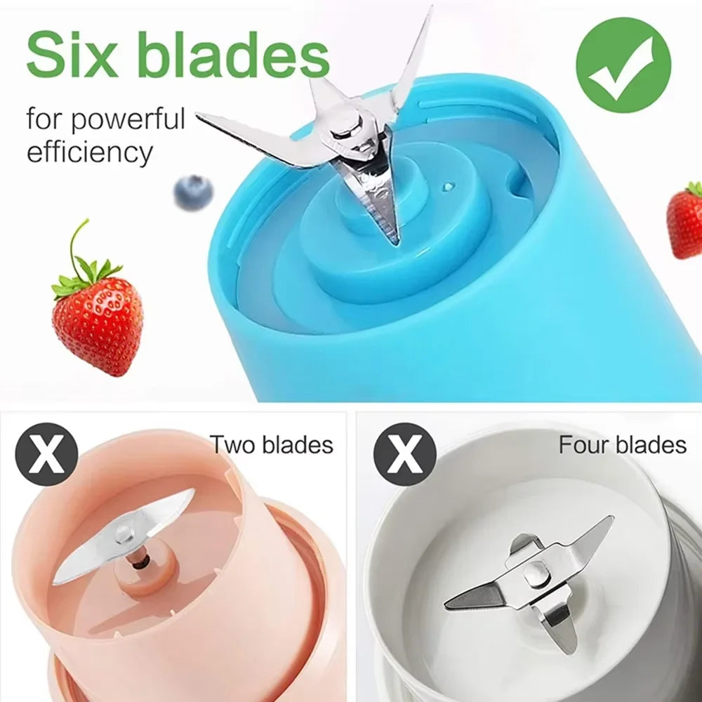 Electric USB Juicer Blender with six powerful blades for efficient blending and juicing