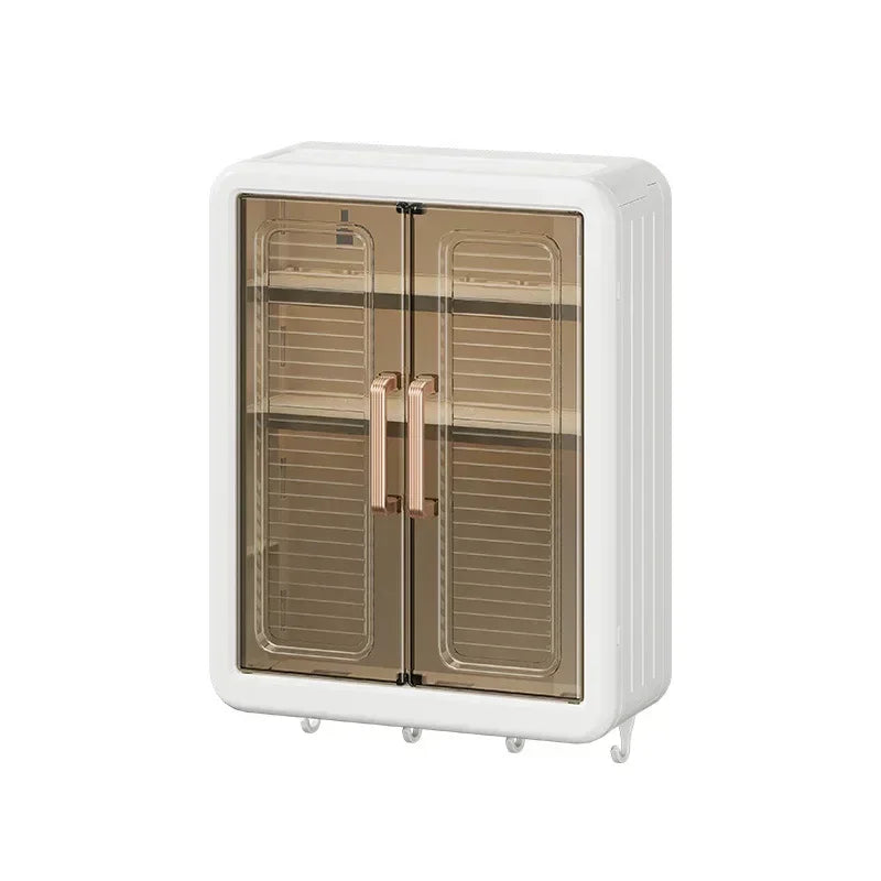 Clarify.pk wall mounted bathroom storage cabinet with transparent doors and white frame for organized storage