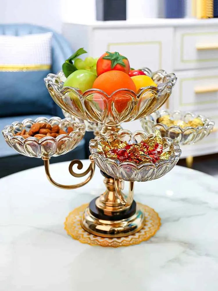 Elegant European ceramic snack tray with tiered design for fruits and snacks