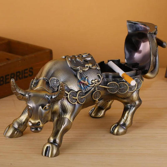 Metal Bull Ashtray – Creative Desktop Smoking Accessory