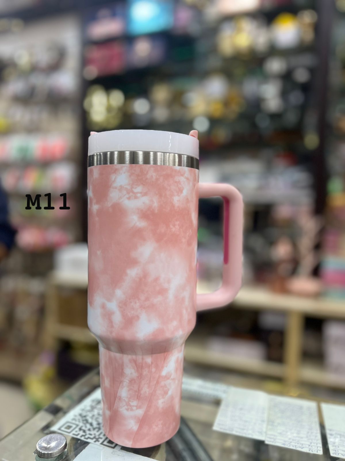 Premium Marble Pink 40oz Tumbler – 1200ml Water Bottle
