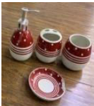 Luxury 4Pcs Red & White Bath Set – Modern Bathroom Décor