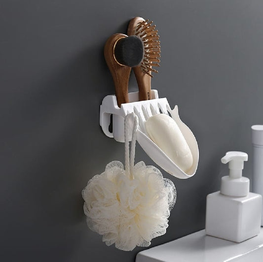 Self Adhesive Soap Dish with Mobile & Toothbrush Holder