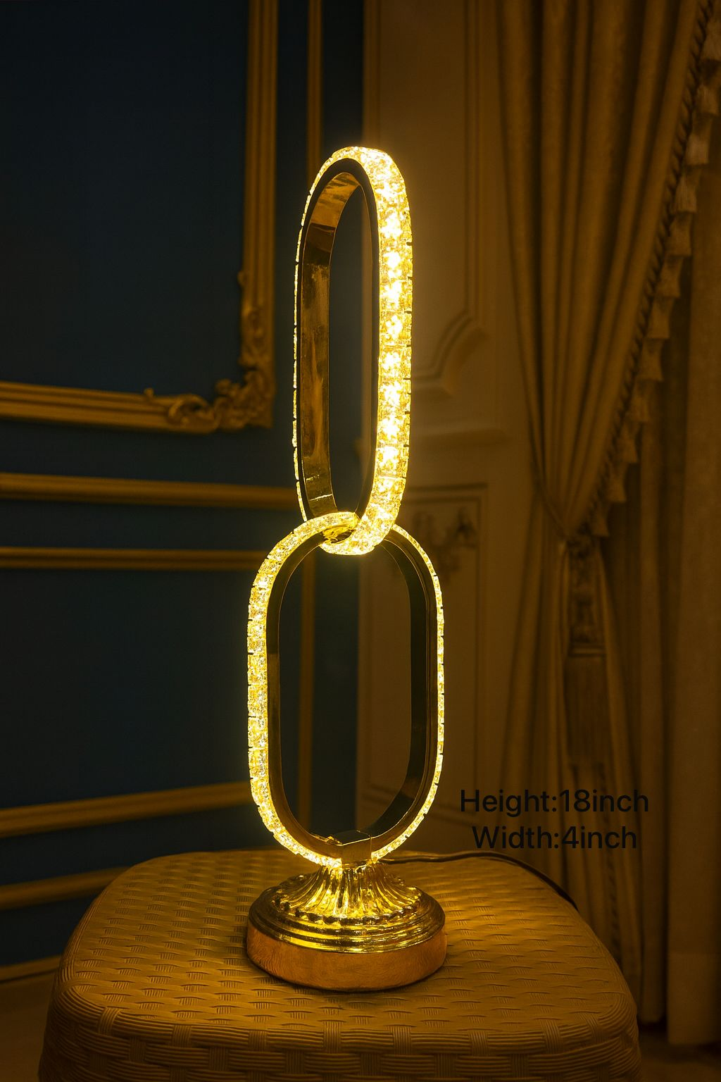 Luxurious Metal LED Table Lamp – Golden Oval Double Ring Design