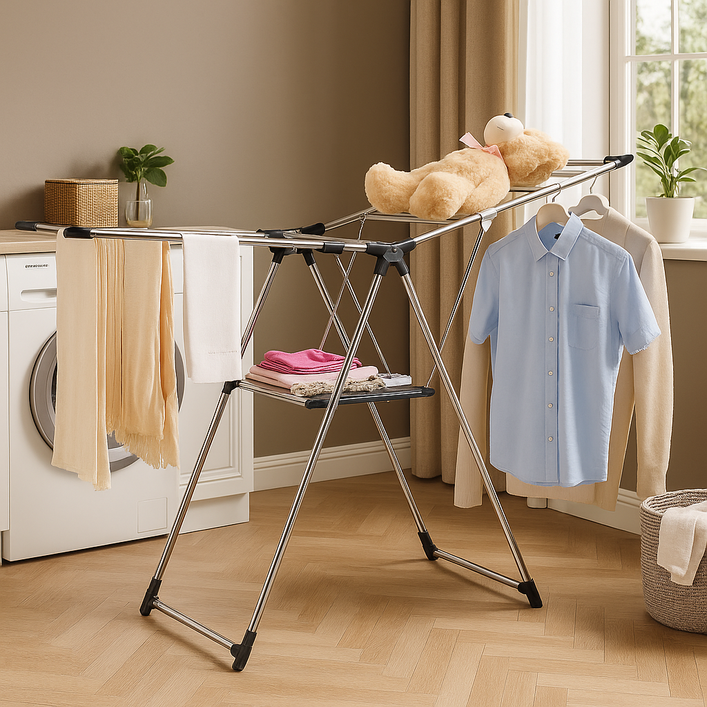 Stainless Steel Clothes Dryer Stand – Foldable & Durable Laundry Rack