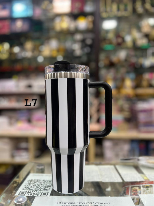Premium Black Stripe 40oz Tumbler – 1200ml Water Bottle