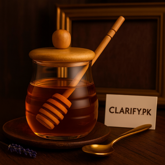 Glass Honey Pot with Wooden Lid & Serving Dipper