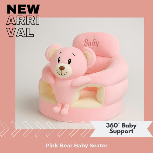 Premium 360° Baby Support Sofa Seat – Pink Bear