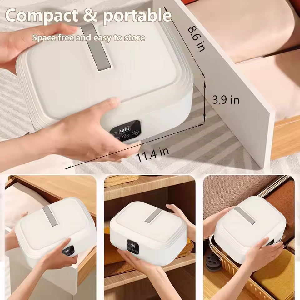 Compact and portable foldable travel clothes dryer being stored in small spaces and drawers