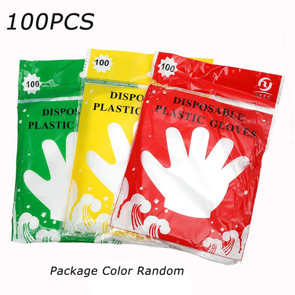 Clarify.pk 100pcs food grade disposable gloves in random green yellow and red packaging