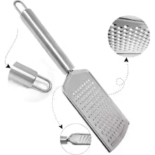 Clarify.pk mini stainless steel grater with fine and coarse grating surfaces and hanging loop
