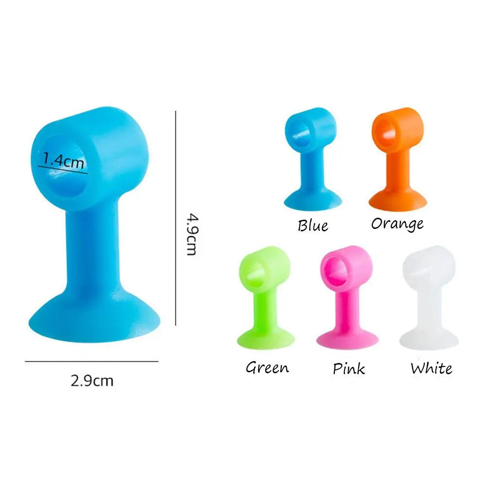 Pack of 5 silicone door handle stopper in blue orange green pink and white colors