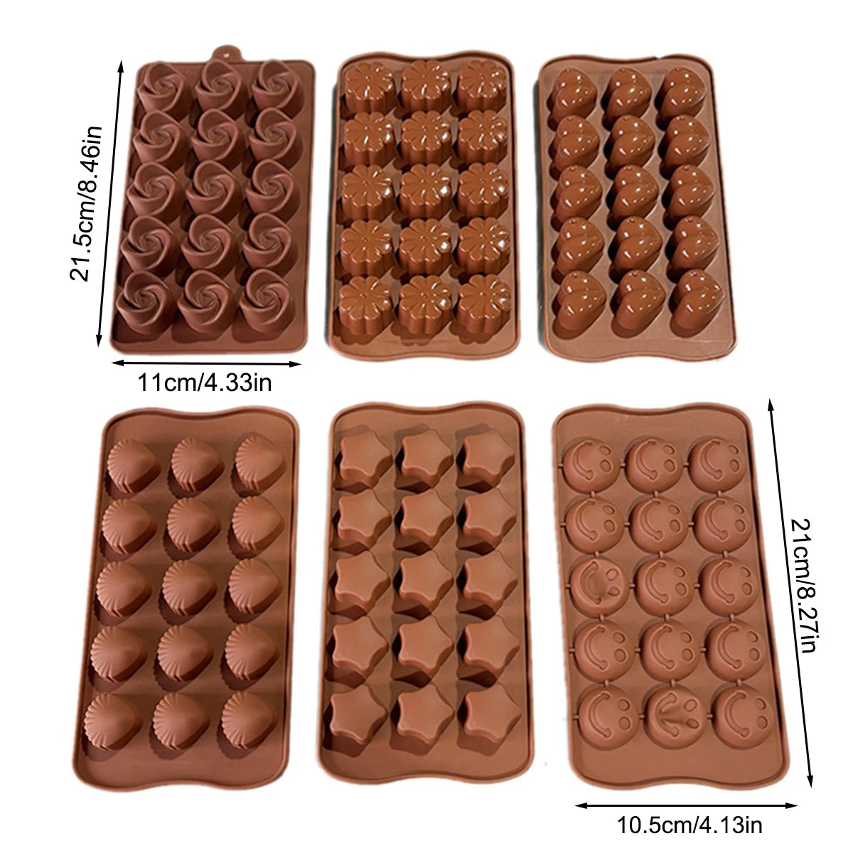Clarify.pk silicone chocolate mold set with six baking molds in various shapes for making chocolates