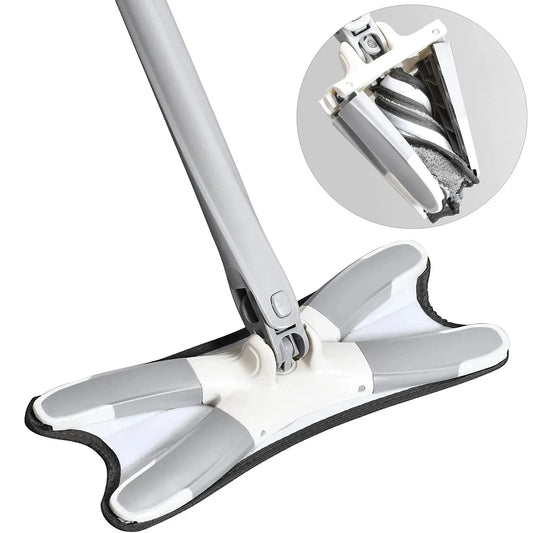 Clarify.pk X Type Flat Floor Mop in gray and white with foldable head for easy storage and cleaning