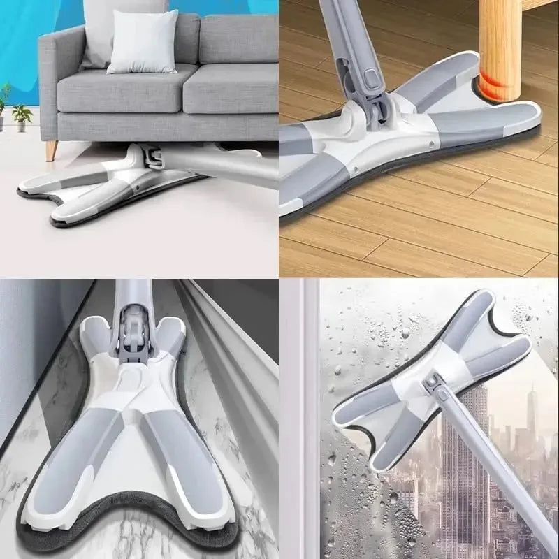 Clarify.pk X Type Flat Floor Mop in white and gray cleaning floors, corners, and windows efficiently