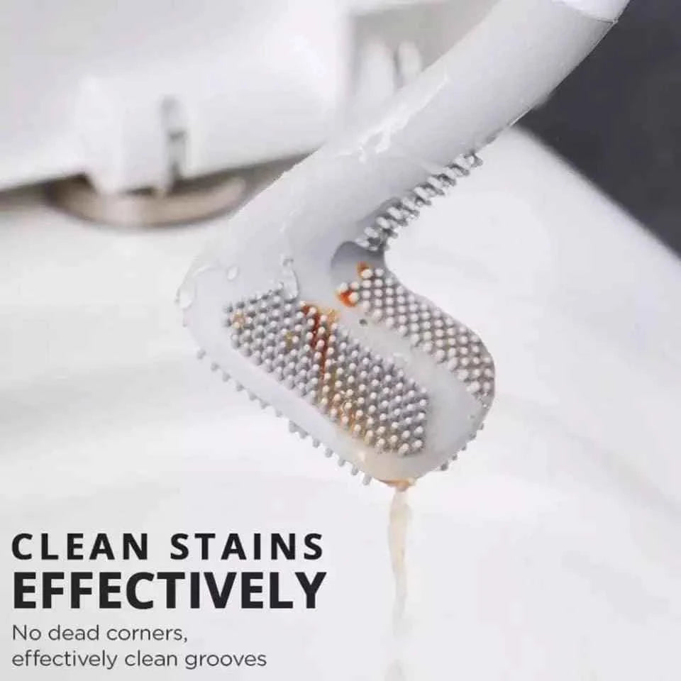 Clarify.pk golf toilet brush long handle with flexible silicone bristles cleaning stains effectively