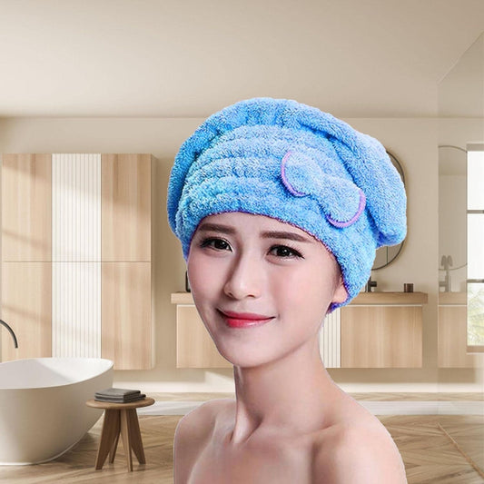 Microfiber Bowknot Towel Wrap, Quick Hair Drying Bath Towel, Spa Bowknot Wrap Towel Hat, Cap for Bath Bathroom, Comfortable Bath Spa Cap, Turban for Drying Curly Long Thick Hair, Highly Absorbent Hair Drying Towel
