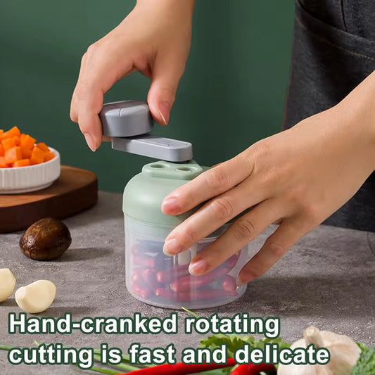 Clarify.pk hand pulled manual chopper garlic press with hand-cranked rotating cutting for efficient chopping