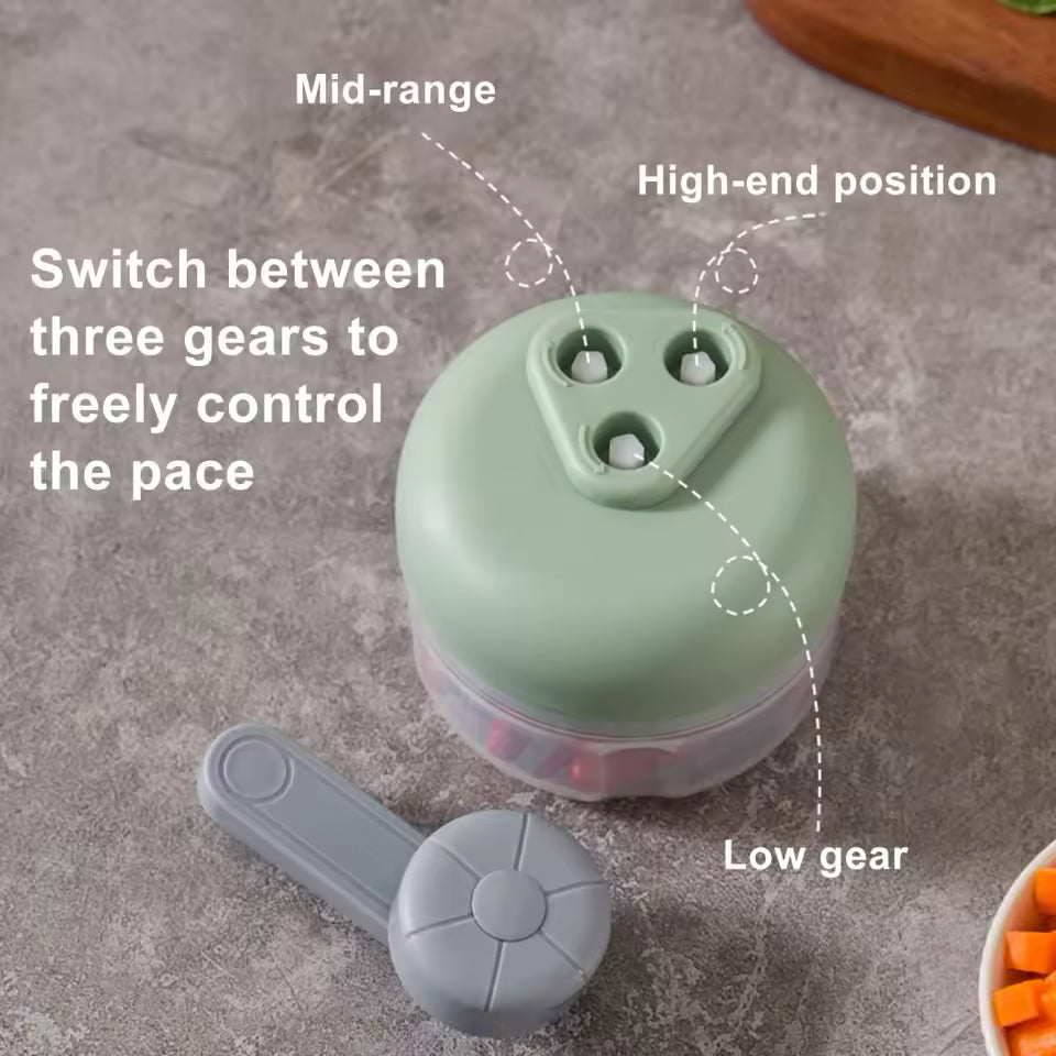Clarify.pk hand pulled manual chopper garlic press with three gear settings for adjustable chopping speed