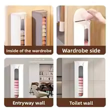 Hanging drawer organizer for socks mounted inside wardrobe and on walls for space-saving storage