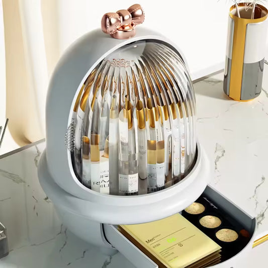 Clarify.pk high capacity cosmetic storage box with clear dome and spacious drawer for makeup organization