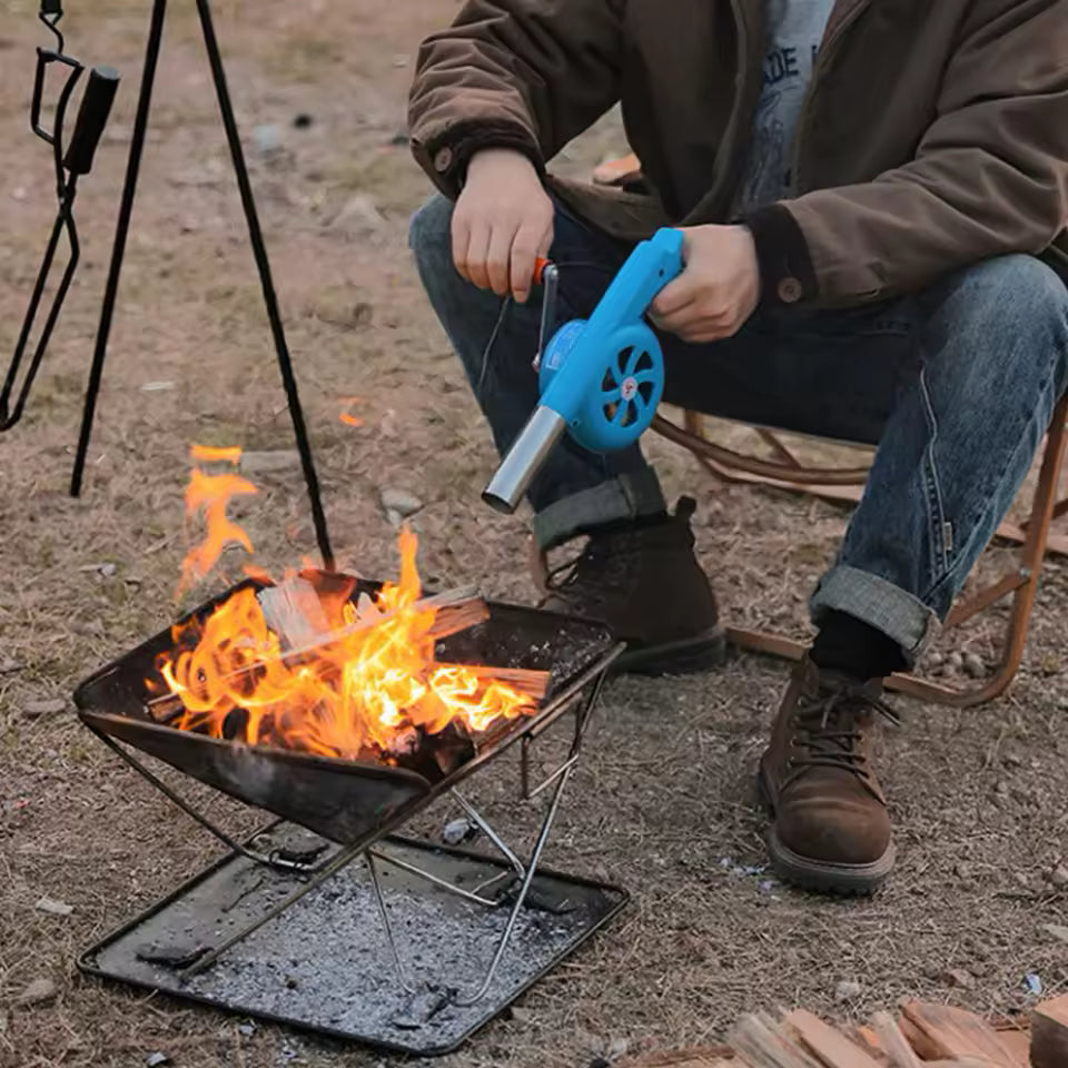 Clarify.pk high temperature resistant hand blower used to ignite firewood in outdoor camping fire pit
