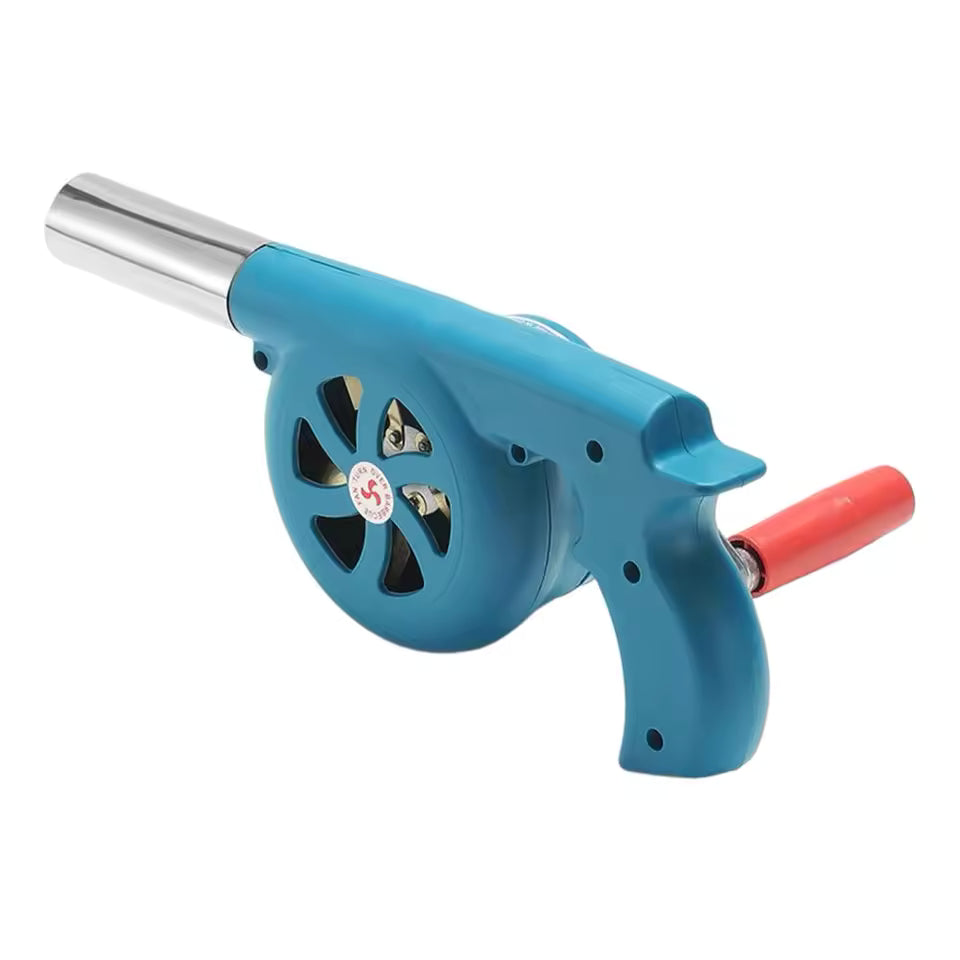 Clarify.pk high temperature resistant hand blower with blue body and red handle for heat applications