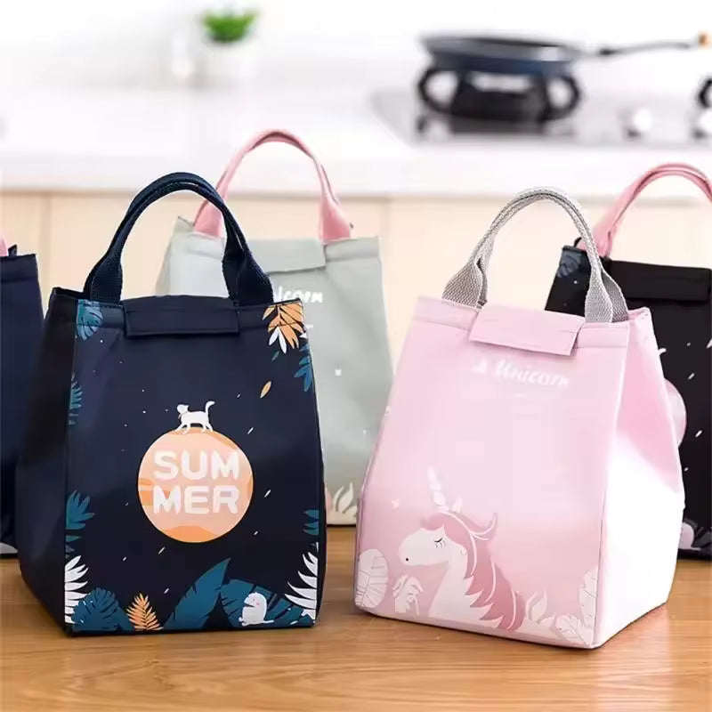 Clarify.pk insulated lunch bag seat back bags in navy summer and pink unicorn designs