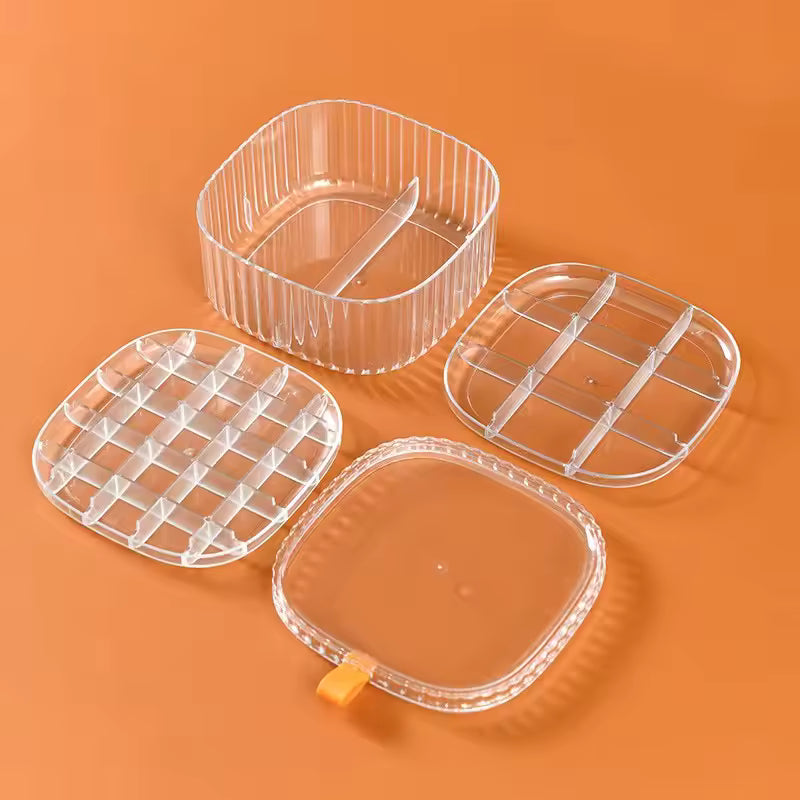 Clarify.pk 3 layer jewelry storage case with clear compartments for organized jewelry display