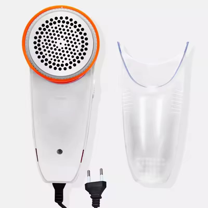 Clarify.pk corded lint remover for clothes with white and orange body and protective cover