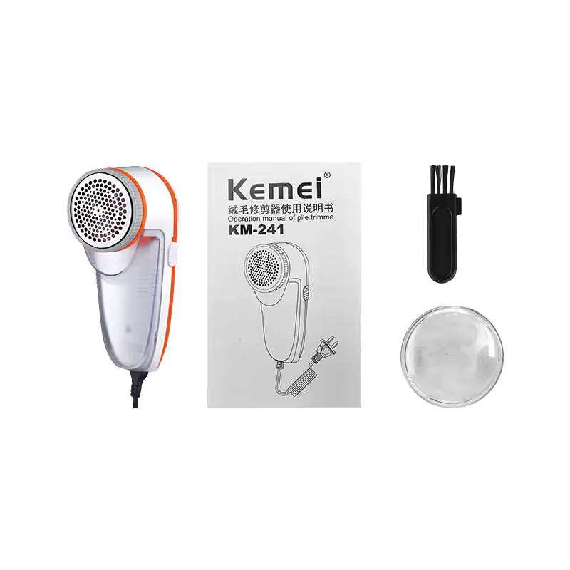 Kemei KM-241 corded lint remover for clothes with cleaning brush and user manual