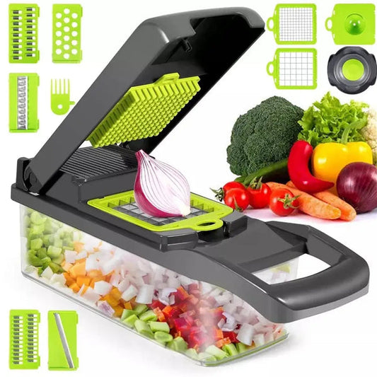 Clarify pk 12 in 1 vegetable cutter with clear container and interchangeable blades for quick dicing