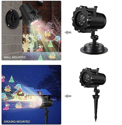 16 pattern stage and lawn lamp black projector with wall-mounted and ground-mounted options for festive outdoor decoration