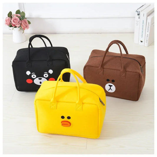 Clarify.pk large capacity cartoon travel bag set featuring black bear, brown bear, and yellow duck designs