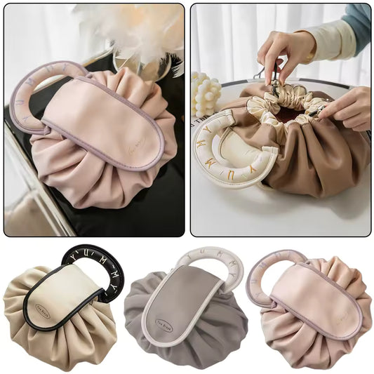 Clarify pk large capacity makeup bag for women in different colors with unique round handle design