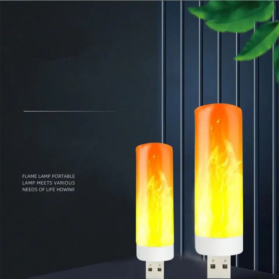 Clarify.pk USB portable LED flame effect night light resembling flickering fire in orange and yellow tones
