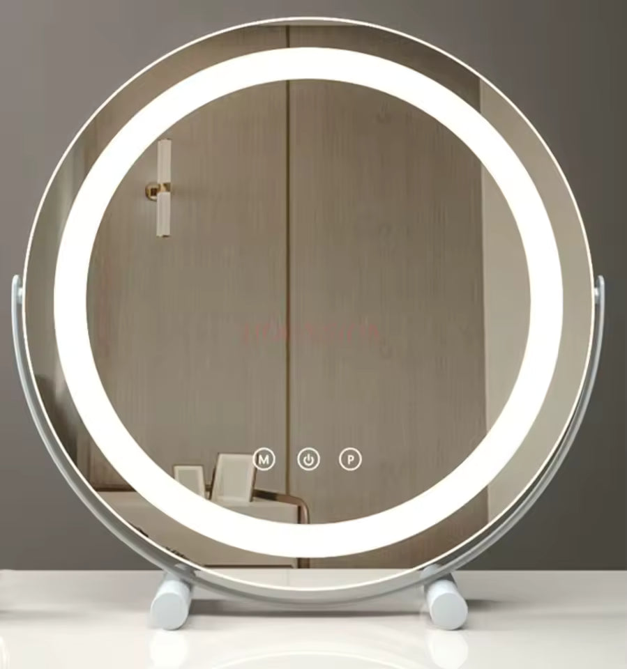 Clarify.pk LED makeup mirror with light featuring a round design and touch control buttons for makeup application