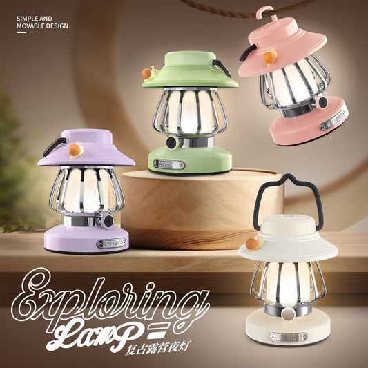 Colorful set of LED rechargeable lanterns in pastel shades with simple and movable design