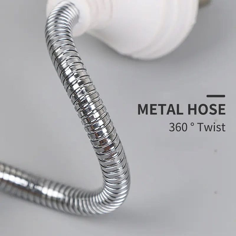Close-up of flexible metal hose with 360 degree twist for LED rotating disco ball light