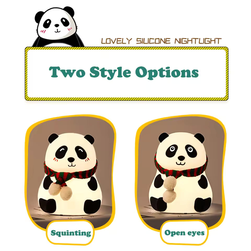 Clarify.pk cute silicone panda lamp night light with two style options squinting and open eyes