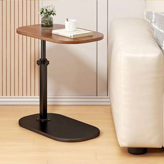 Clarify.pk lifting side table for living room with adjustable height and wooden top beside white sofa