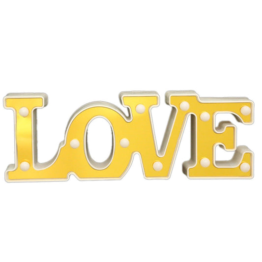 Yellow love marquee lights for bedroom with white bulbs decorative light sign
