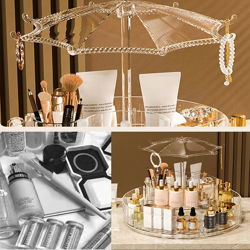Clarify.pk 360 degree makeup organizer clear acrylic storage organizer holding cosmetics and skincare products