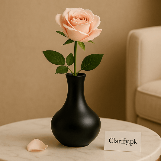Luxury Black Vase – Minimalist Decorative Flower Holder - Clarify.pk