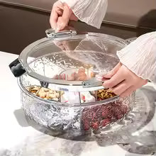 Luxury dry fruit tray by Clarify.pk with multiple compartments and a clear lid for easy serving