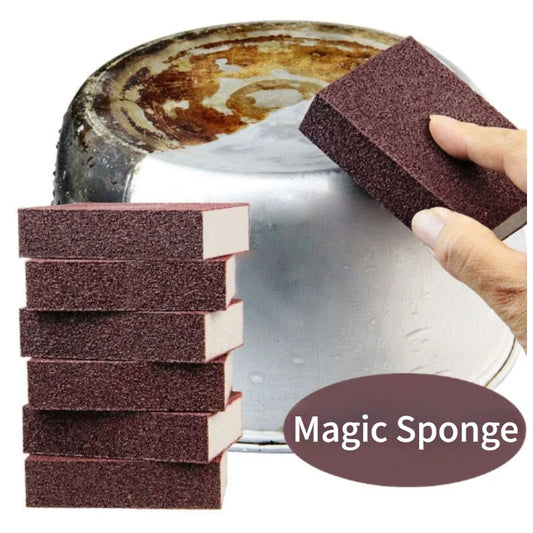 2 pieces magic sponge cleaning brush effectively removing rust and stains from metal cookware