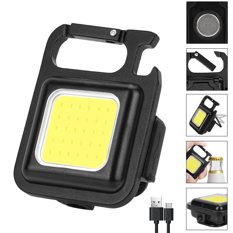 Clarify.pk mini LED flashlight keychain with USB charging port and multifunctional black compact design